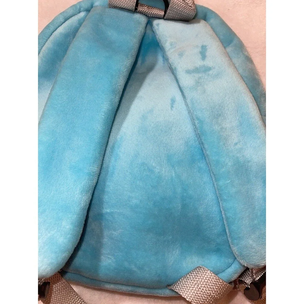 Kids Mini Plush Shark Backpack Blue Gray Red Zip, Adjustable Straps